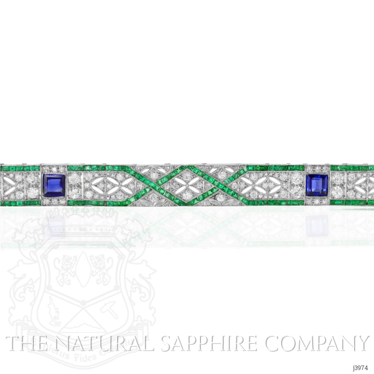3.00 Ct.Tw. Multi Color Sapphire and Natural Diamond Antique Style Bracelet, Platinum 950